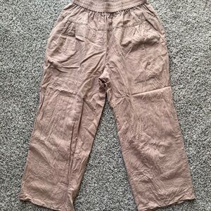Wide Leg Elastic Waist Pants in Taupe